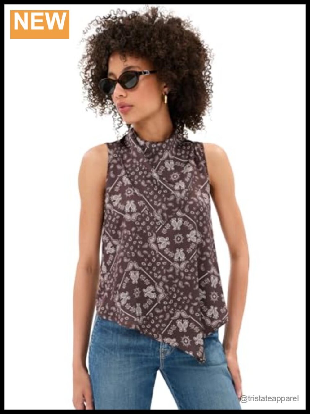 LE BOP Riley Blouse - Lightweight Stretch Satin Paisley Print